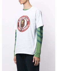 weißes bedrucktes T-Shirt mit einem Rundhalsausschnitt von A Bathing Ape