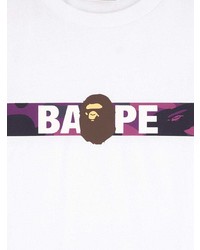 weißes bedrucktes T-Shirt mit einem Rundhalsausschnitt von A Bathing Ape