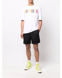 weißes bedrucktes T-Shirt mit einem Rundhalsausschnitt von Moschino