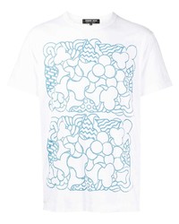 weißes bedrucktes T-Shirt mit einem Rundhalsausschnitt von Comme des Garcons Homme Deux