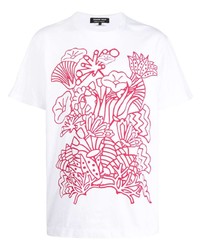 weißes bedrucktes T-Shirt mit einem Rundhalsausschnitt von Comme des Garcons Homme Deux