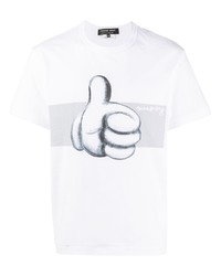 weißes bedrucktes T-Shirt mit einem Rundhalsausschnitt von Comme des Garcons Homme Deux