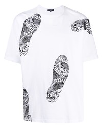 weißes bedrucktes T-Shirt mit einem Rundhalsausschnitt von Comme des Garcons Homme