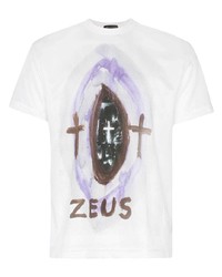 weißes bedrucktes T-Shirt mit einem Rundhalsausschnitt von Comme Des Garcons Homme Plus