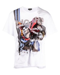 weißes bedrucktes T-Shirt mit einem Rundhalsausschnitt von Comme Des Garcons Homme Plus