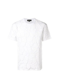 weißes bedrucktes T-Shirt mit einem Rundhalsausschnitt von Comme Des Garcons Homme Plus