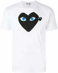 weißes bedrucktes T-Shirt mit einem Rundhalsausschnitt von Comme des Garcons