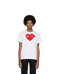 weißes bedrucktes T-Shirt mit einem Rundhalsausschnitt von Comme Des Garcons Play