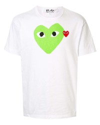 weißes bedrucktes T-Shirt mit einem Rundhalsausschnitt von Comme Des Garcons Play