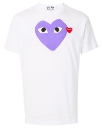 weißes bedrucktes T-Shirt mit einem Rundhalsausschnitt von Comme Des Garcons Play