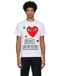 weißes bedrucktes T-Shirt mit einem Rundhalsausschnitt von Comme Des Garcons Play