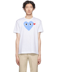 weißes bedrucktes T-Shirt mit einem Rundhalsausschnitt von Comme Des Garcons Play