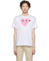 weißes bedrucktes T-Shirt mit einem Rundhalsausschnitt von Comme Des Garcons Play