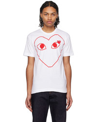 weißes bedrucktes T-Shirt mit einem Rundhalsausschnitt von Comme Des Garcons Play