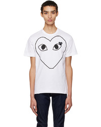 weißes bedrucktes T-Shirt mit einem Rundhalsausschnitt von Comme Des Garcons Play