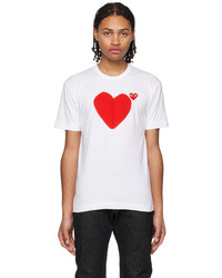 weißes bedrucktes T-Shirt mit einem Rundhalsausschnitt von Comme Des Garcons Play