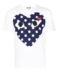 weißes bedrucktes T-Shirt mit einem Rundhalsausschnitt von Comme Des Garcons Play