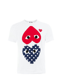 weißes bedrucktes T-Shirt mit einem Rundhalsausschnitt von Comme Des Garcons Play