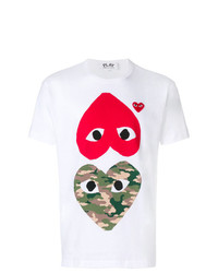 weißes bedrucktes T-Shirt mit einem Rundhalsausschnitt von Comme Des Garcons Play