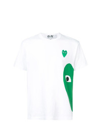 weißes bedrucktes T-Shirt mit einem Rundhalsausschnitt von Comme Des Garcons Play