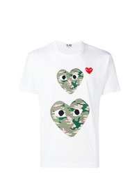 weißes bedrucktes T-Shirt mit einem Rundhalsausschnitt von Comme Des Garcons Play