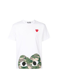 weißes bedrucktes T-Shirt mit einem Rundhalsausschnitt von Comme Des Garcons Play