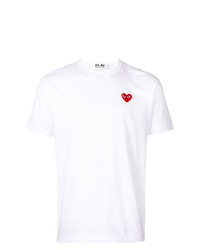 weißes bedrucktes T-Shirt mit einem Rundhalsausschnitt von Comme Des Garcons Play