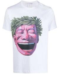 weißes bedrucktes T-Shirt mit einem Rundhalsausschnitt von Comme Des Garcons SHIRT