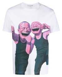 weißes bedrucktes T-Shirt mit einem Rundhalsausschnitt von Comme Des Garcons SHIRT