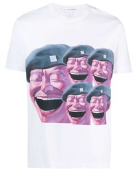 weißes bedrucktes T-Shirt mit einem Rundhalsausschnitt von Comme Des Garcons SHIRT