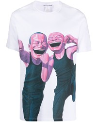 weißes bedrucktes T-Shirt mit einem Rundhalsausschnitt von Comme Des Garcons SHIRT