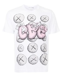 weißes bedrucktes T-Shirt mit einem Rundhalsausschnitt von Comme Des Garcons SHIRT