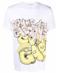 weißes bedrucktes T-Shirt mit einem Rundhalsausschnitt von Comme Des Garcons SHIRT