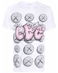 weißes bedrucktes T-Shirt mit einem Rundhalsausschnitt von Comme Des Garcons SHIRT