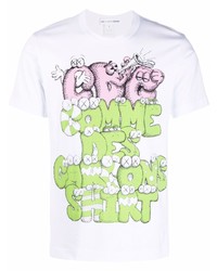 weißes bedrucktes T-Shirt mit einem Rundhalsausschnitt von Comme Des Garcons SHIRT