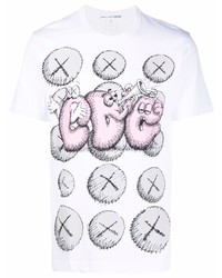 weißes bedrucktes T-Shirt mit einem Rundhalsausschnitt von Comme Des Garcons SHIRT