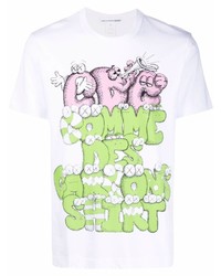 weißes bedrucktes T-Shirt mit einem Rundhalsausschnitt von Comme Des Garcons SHIRT