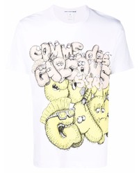 weißes bedrucktes T-Shirt mit einem Rundhalsausschnitt von Comme Des Garcons SHIRT