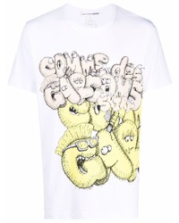 weißes bedrucktes T-Shirt mit einem Rundhalsausschnitt von Comme Des Garcons SHIRT