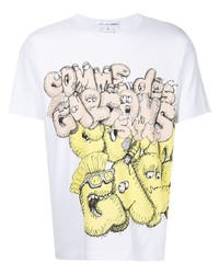 weißes bedrucktes T-Shirt mit einem Rundhalsausschnitt von Comme Des Garcons SHIRT