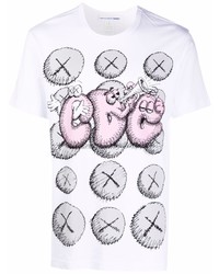 weißes bedrucktes T-Shirt mit einem Rundhalsausschnitt von Comme Des Garcons SHIRT