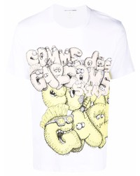 weißes bedrucktes T-Shirt mit einem Rundhalsausschnitt von Comme Des Garcons SHIRT