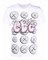 weißes bedrucktes T-Shirt mit einem Rundhalsausschnitt von Comme Des Garcons SHIRT