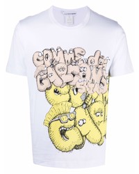 weißes bedrucktes T-Shirt mit einem Rundhalsausschnitt von Comme Des Garcons SHIRT