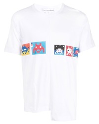 weißes bedrucktes T-Shirt mit einem Rundhalsausschnitt von Comme Des Garcons SHIRT