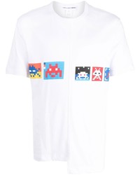 weißes bedrucktes T-Shirt mit einem Rundhalsausschnitt von Comme Des Garcons SHIRT