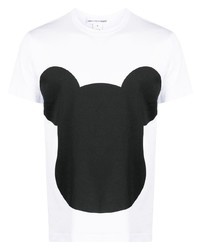 weißes bedrucktes T-Shirt mit einem Rundhalsausschnitt von Comme Des Garcons SHIRT