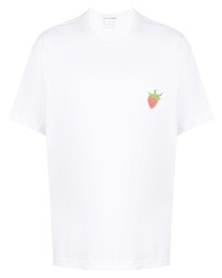 weißes bedrucktes T-Shirt mit einem Rundhalsausschnitt von Comme Des Garcons SHIRT