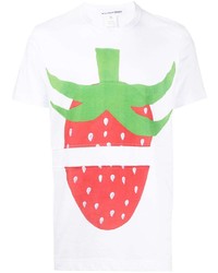 weißes bedrucktes T-Shirt mit einem Rundhalsausschnitt von Comme Des Garcons SHIRT