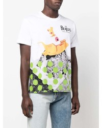 weißes bedrucktes T-Shirt mit einem Rundhalsausschnitt von Comme des Garcons